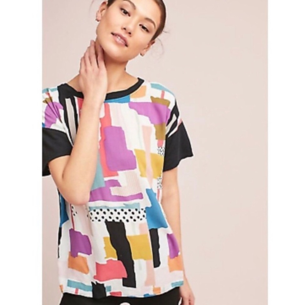 Anthropologie T.La Woven-Pattern Printed T-Shirt